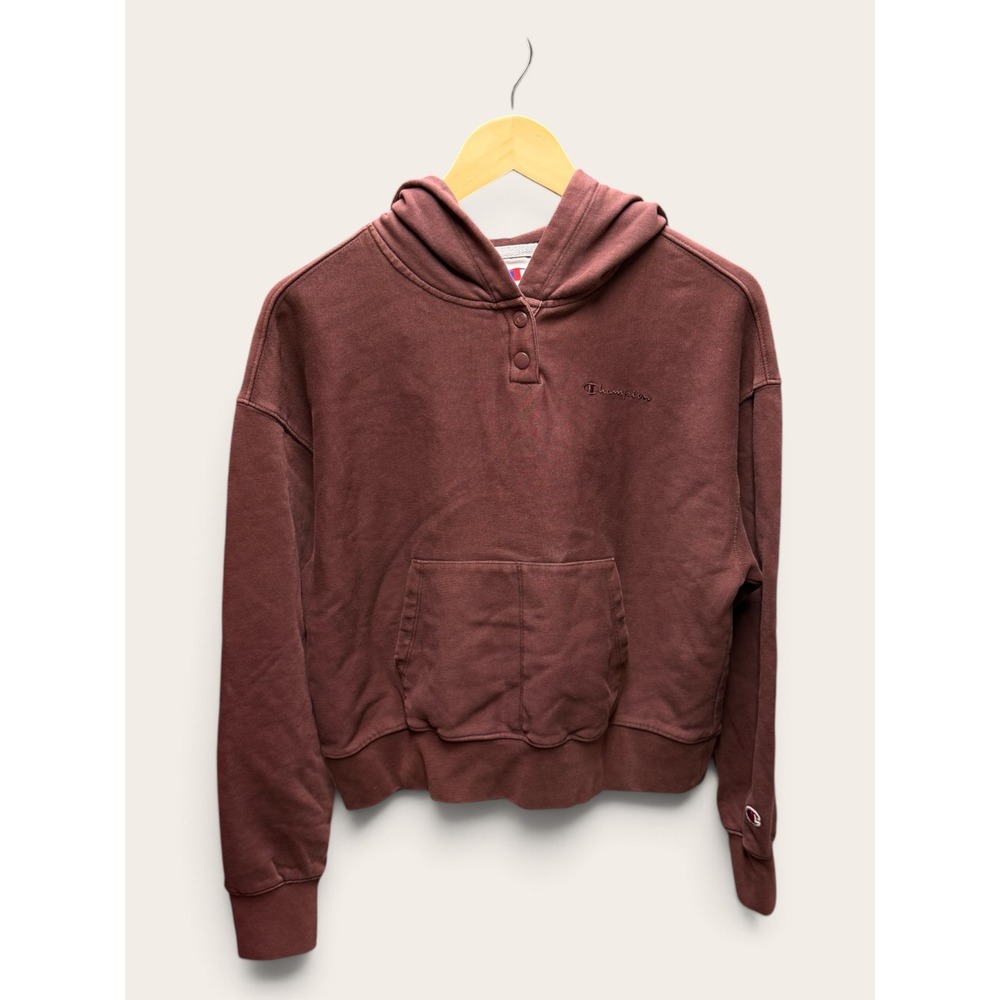 Champion Womens Maroon Snap Neck Hoodie Sweatshirt Burgundy Medium NWT